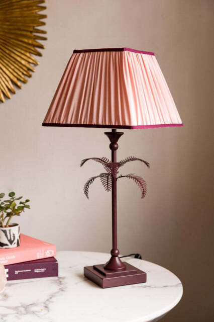 Palm Tree Table Lamp - Pink & Burgundy - image 1