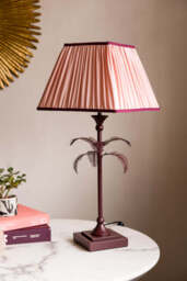 Palm Tree Table Lamp - Pink & Burgundy - thumbnail 1