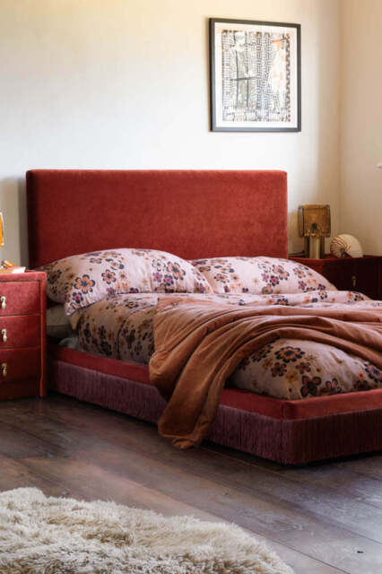 Tassel Bed in Burnt Sienna Needlecord Velvet - Available in 3 Sizes - image 1