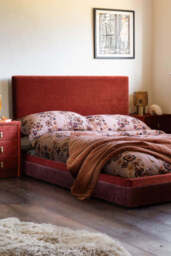 Tassel Bed in Burnt Sienna Needlecord Velvet - Available in 3 Sizes