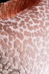 Blush Pink Leopard Velvet Cushion with Fringe Trim - thumbnail 4