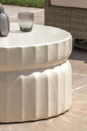 Ribbed Edge Round Coffee Table In Ivory - thumbnail 3