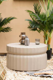 Ribbed Edge Round Coffee Table In Ivory - thumbnail 1