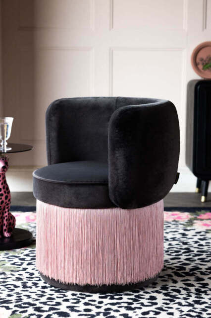 Charcoal & Pink Tassel Accent Chair - image 1