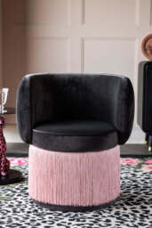 Charcoal & Pink Tassel Accent Chair - thumbnail 3