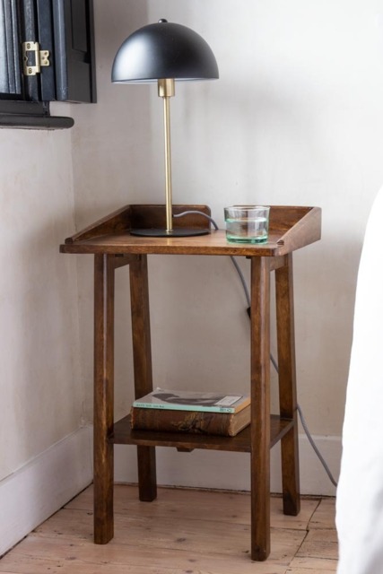 Dark Mango Wood Bedside Table With Cable Gap - image 1