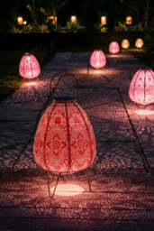 Coral Dome Outdoor Solar Lantern With Stand