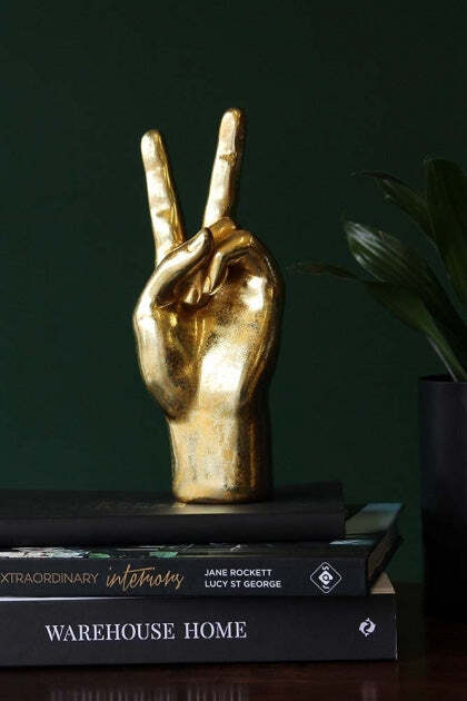 Gold Peace Hand Ornament - image 1