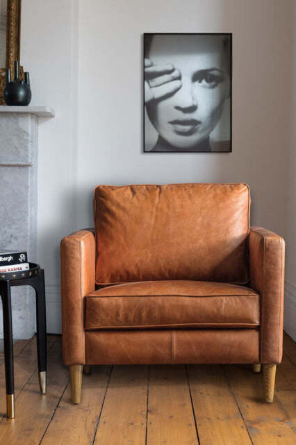 Vintage-Style Brown Leather Armchair - image 1