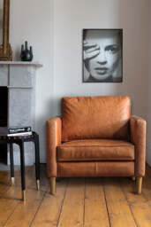 Vintage-Style Brown Leather Armchair - thumbnail 4