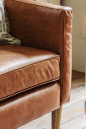 Vintage-Style Brown Leather Armchair - thumbnail 3