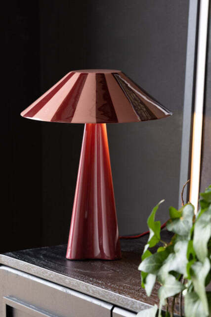 Deep Red Stripe Table Lamp - image 1