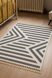 The Ariana Rug in Monochrome Linear - Available in 3 Sizes - thumbnail 1