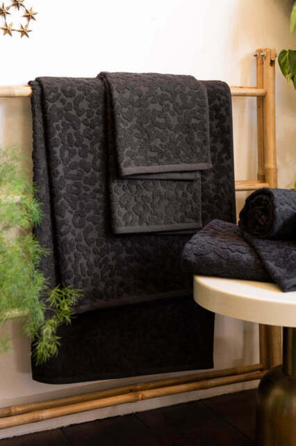 Leopard Jacquard Towel in Jet Black - image 1