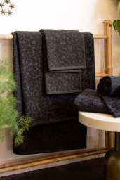 Leopard Jacquard Towel in Jet Black - thumbnail 1