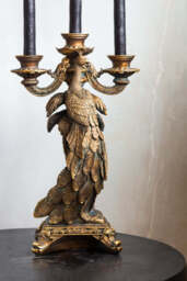 Antique Gold Peacock Trio Candlestick Holder - thumbnail 1