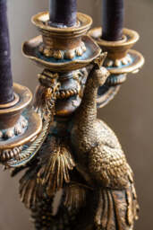 Antique Gold Peacock Trio Candlestick Holder - thumbnail 4
