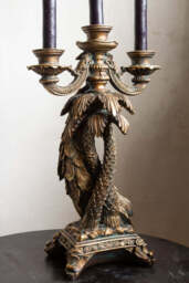 Antique Gold Peacock Trio Candlestick Holder - thumbnail 3