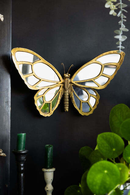 Gold Butterfly Decorative Wall Mirror - image 1