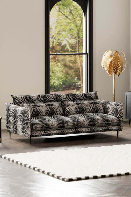 The Lola 4 Seater Sofa in Zebra Print Velvet - image 1
