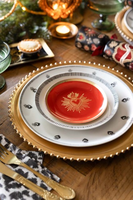 Red & Gold Milagro Heart Decorative Wall Plate - image 1