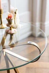 Gold Bow Round Glass Side Table - SECONDS - thumbnail 3