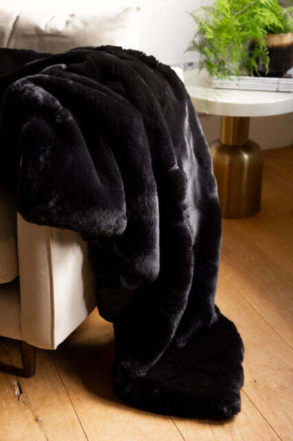 Black Faux Fur Throw - image 1
