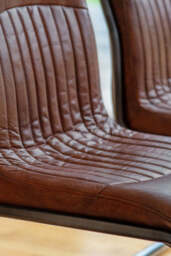 Ribbed Antique-Style Brown Leather Chair - thumbnail 5