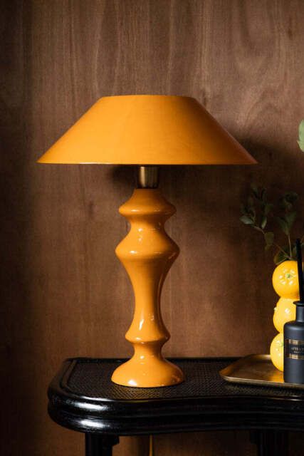 Fabulous Enamel Mustard Gold Table Lamp - image 1