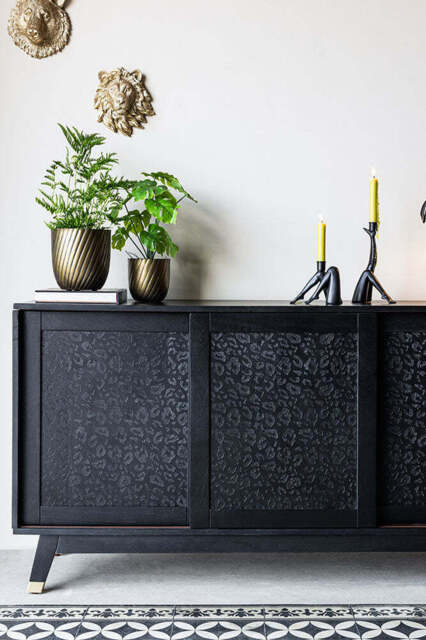 Large Black Leopard Print Sideboard - image 1