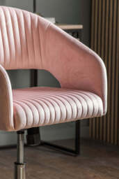Ribbed Pink Velvet Swivel Chair - thumbnail 3