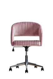 Ribbed Pink Velvet Swivel Chair - thumbnail 5