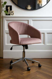 Ribbed Pink Velvet Swivel Chair - thumbnail 1