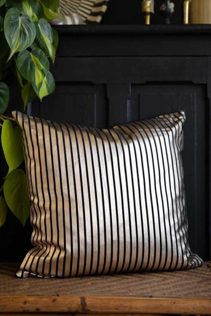 Black & Gold Striped Cushion - image 1
