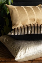 Black & Gold Striped Cushion - thumbnail 5