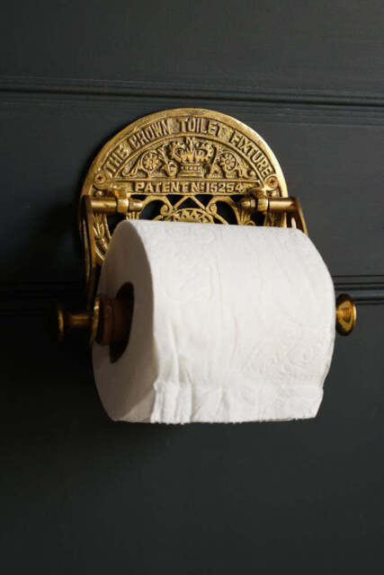 Traditional Crown Brass Toilet Roll Holder - image 1
