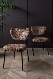 Set Of 2 Dining Chairs In Leopard Print Velvet - thumbnail 4