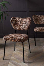 Set Of 2 Dining Chairs In Leopard Print Velvet - thumbnail 3
