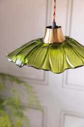 Olive Green Flower Glass Easyfit Ceiling Light Shade - thumbnail 5