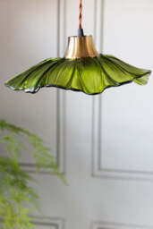 Olive Green Flower Glass Easyfit Ceiling Light Shade