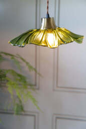 Olive Green Flower Glass Easyfit Ceiling Light Shade - thumbnail 4
