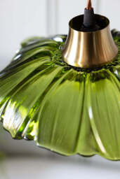 Olive Green Flower Glass Easyfit Ceiling Light Shade - thumbnail 3