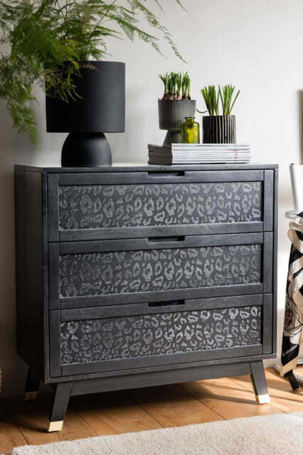 Black Leopard Print Chest Of Drawers - image 1