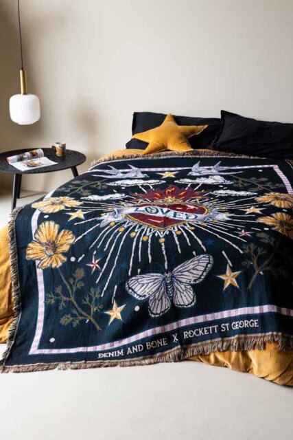 Denim & Bone Midnight Blue Loved Woven Cotton Throw - image 1