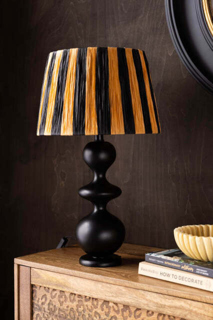 Raffia Black & Natural Stripe Easyfit Lampshade - image 1