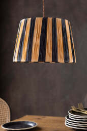 Raffia Black & Natural Stripe Easyfit Lampshade - thumbnail 4