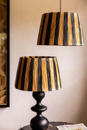 Raffia Black & Natural Stripe Easyfit Lampshade - thumbnail 5
