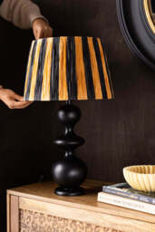 Raffia Black & Natural Stripe Easyfit Lampshade - thumbnail 3