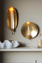 Oval Gold Leaf Candlestick Holder Wall Sconce - thumbnail 3