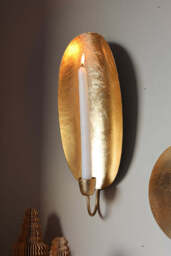 Oval Gold Leaf Candlestick Holder Wall Sconce - thumbnail 4